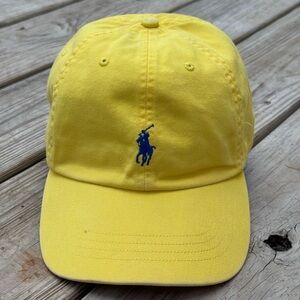 Polo Ralph Lauren Yellow OSFA Adjustable Dad Cap with Leather Strap